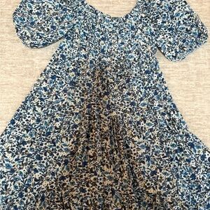 Floral Blue and White Dress